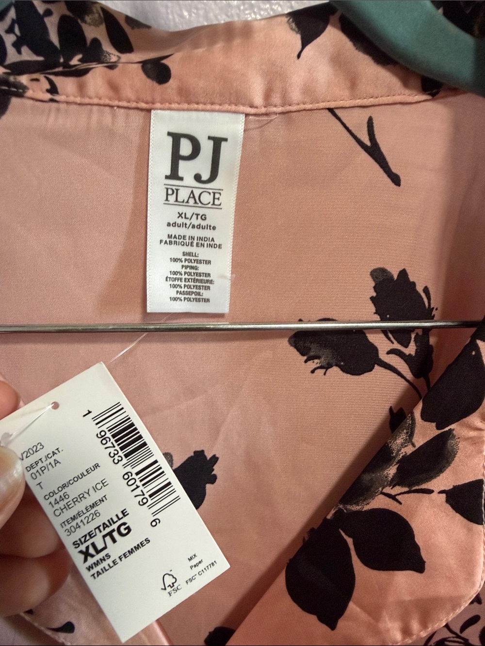 NWT XL Pink and Black Floral Pajama Set - Picture 5 of 8